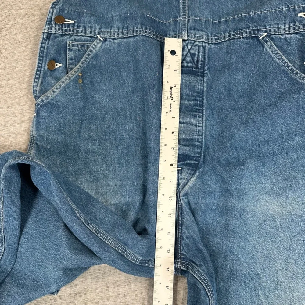 VTG Carhartt R07DST Denim Bib Overalls Mens 36x32 Blue Made in USA Distressed